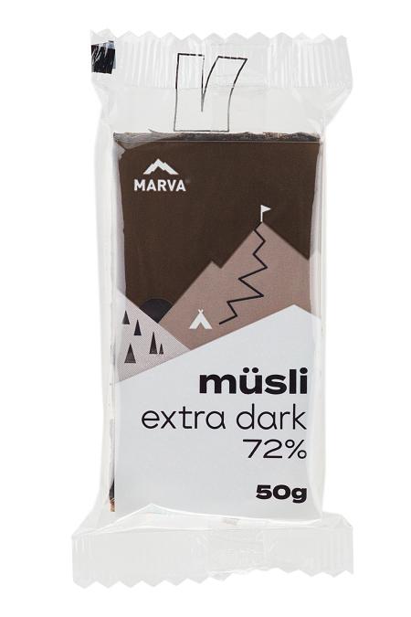 Muesli bar with 72% chocolate MÜSLI EXTRA DARK 72% 50g